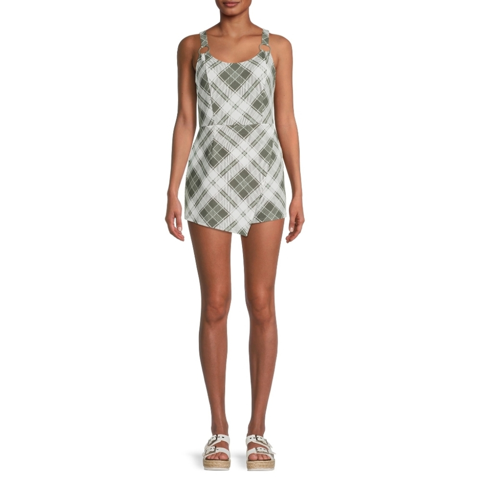NWT No Boundaries Juniors Plaid Romper - Picture 3 of 5